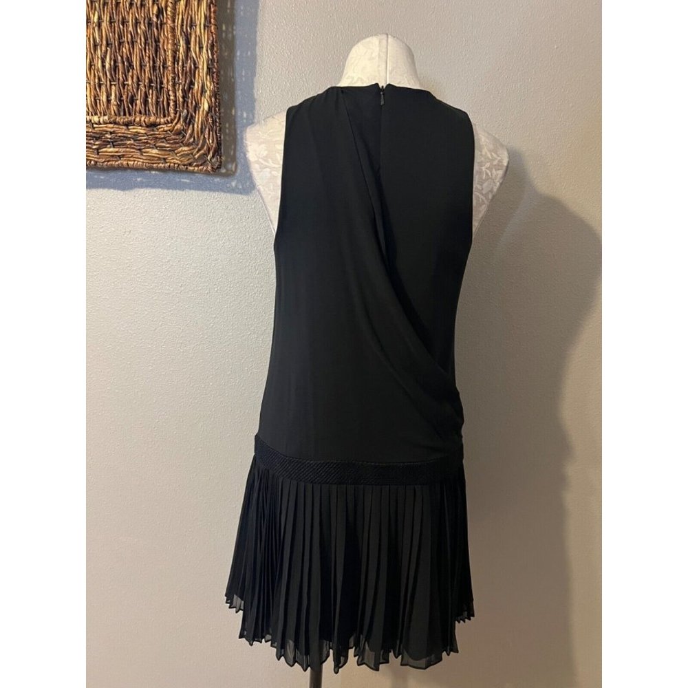 Rag & Bone Dress 6 Black Stretch Silk Rich Drape Pleat Trim - Picture 4 of 15